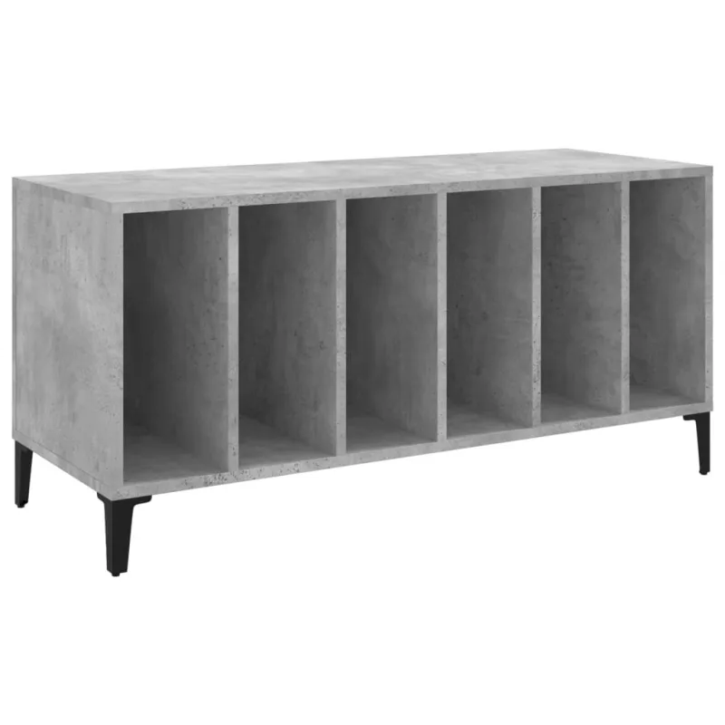 Mueble de almacenaje | mueble discos madera contrachapada gris hormigón 100x38x48 cm cfw120988