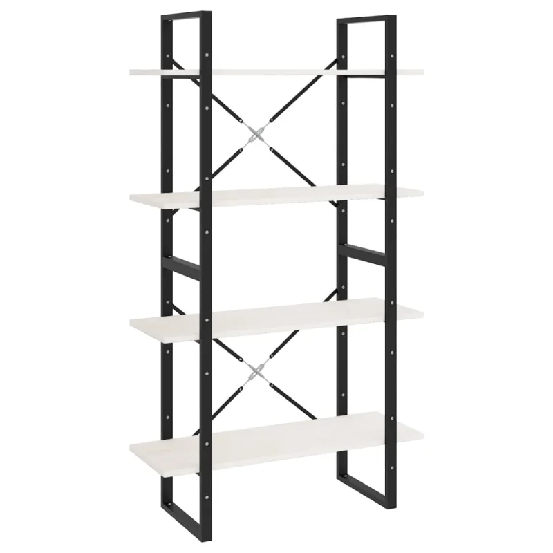 Estantería，librería，armario de libros 4 niveles madera maciza de pino blanco 80x30x140 cm cfw533802