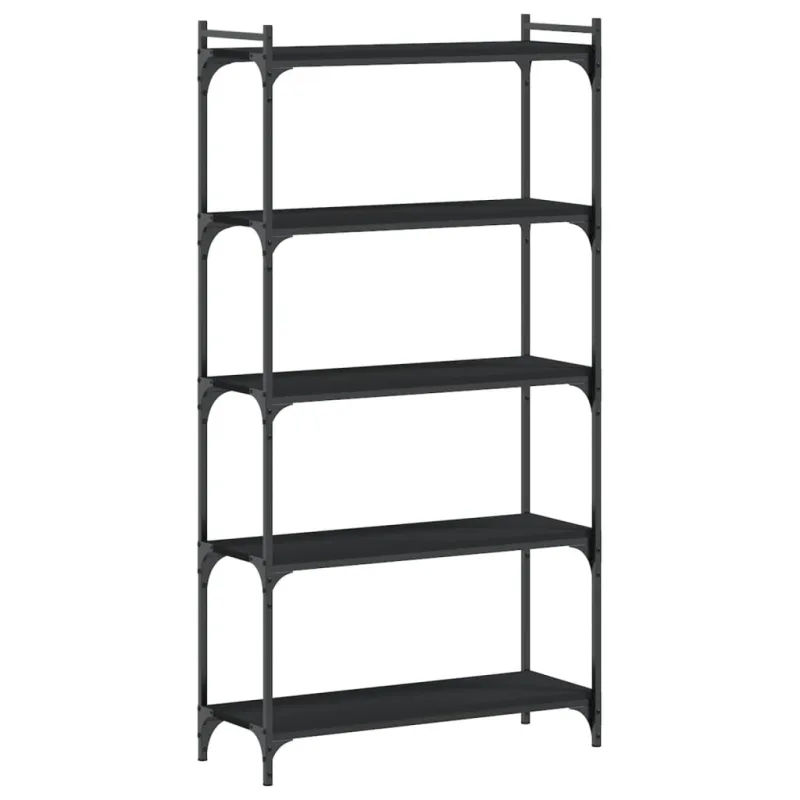 Estantería，librería，armario de libros de 5 estantes madera de ingeniería negro 80x30x154 cm cfw536019