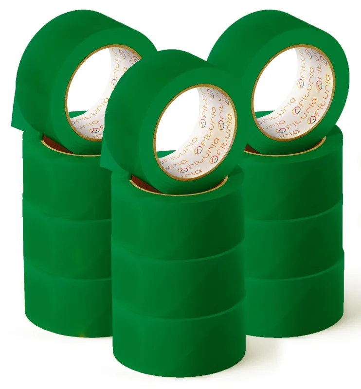 Ofituria cinta adhesiva, color verde, cinta para embalaje y organizar tus cajas y envíos 66 mt x 48 mm (12 und. - verde)