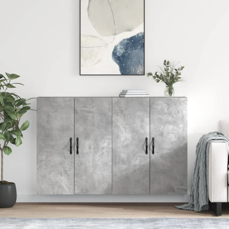 Maison exclusive - armarios de pared 2 uds madera de ingeniería gris hormigón