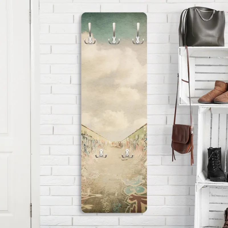 Perchero de pared percha de pared madera perchero infantil de pared crema beige infantil 296 - habitación infantil juvenil - 105 x 34 cm