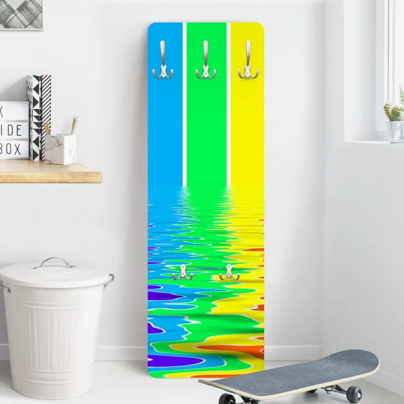 Perchero de pared motivo percha de pared madera perchero infantil de pared colorido infantil 518 - habitación infantil niño - 105 x 34 cm