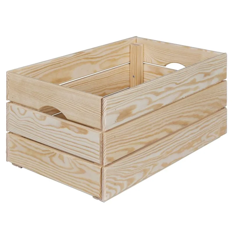 Caja de madera valloni apilable para almacenaje 65x23x31cm natural.