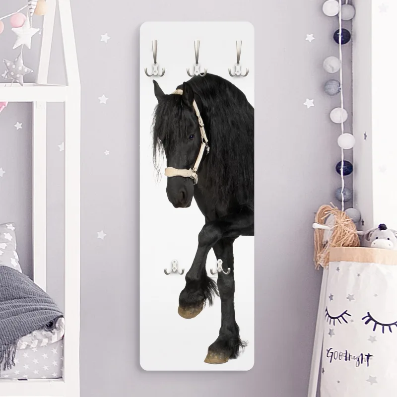 Perchero de pared motivo percha de pared madera perchero infantil de pared negro infantil 250 - habitación infantil niña - 105 x 34 cm