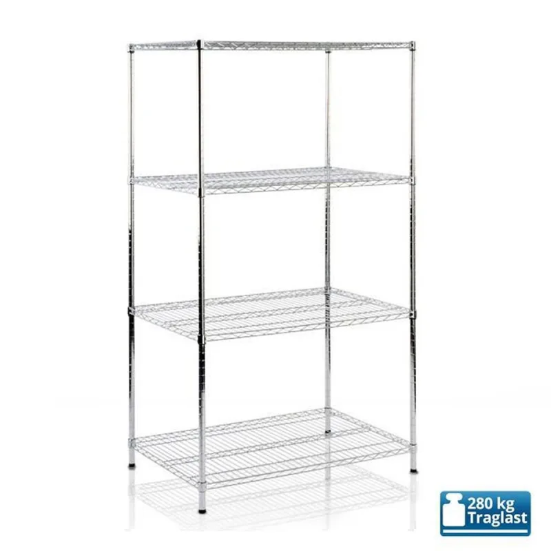 Estante metálico cromado everest 3/4/5 estantes 90 x 60 x 160 cm | carga máxima: 350 kg