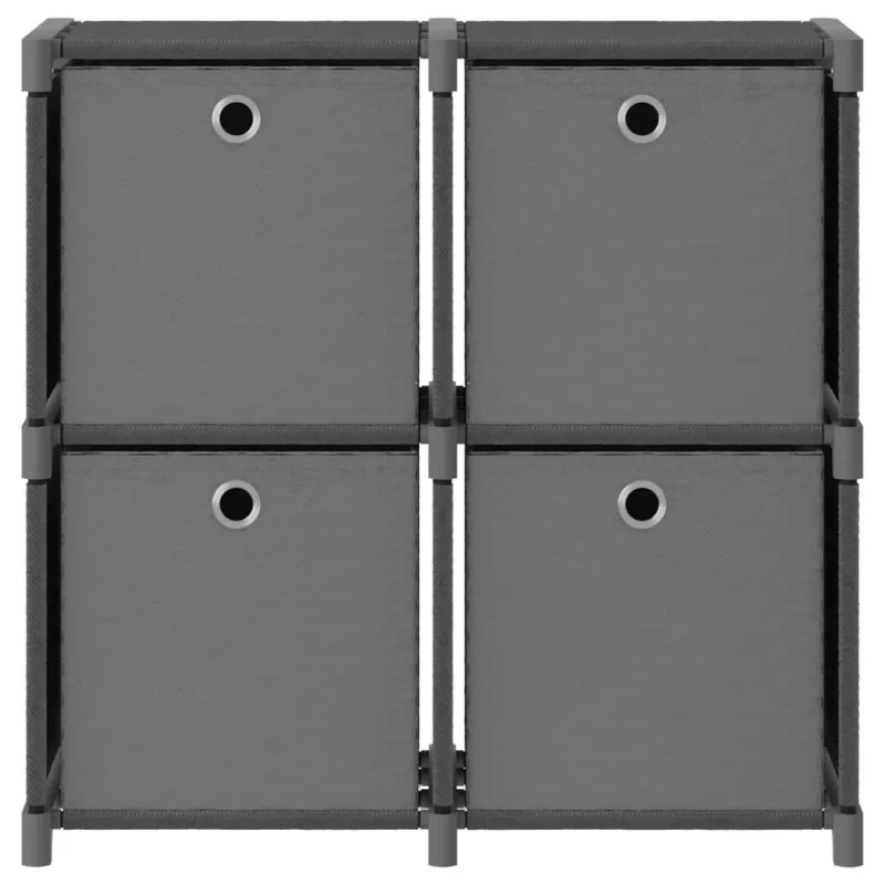 Estantería | librería divisora de 4 cubos con cajas de tela gris 69x30x72,5 cm cfw97446