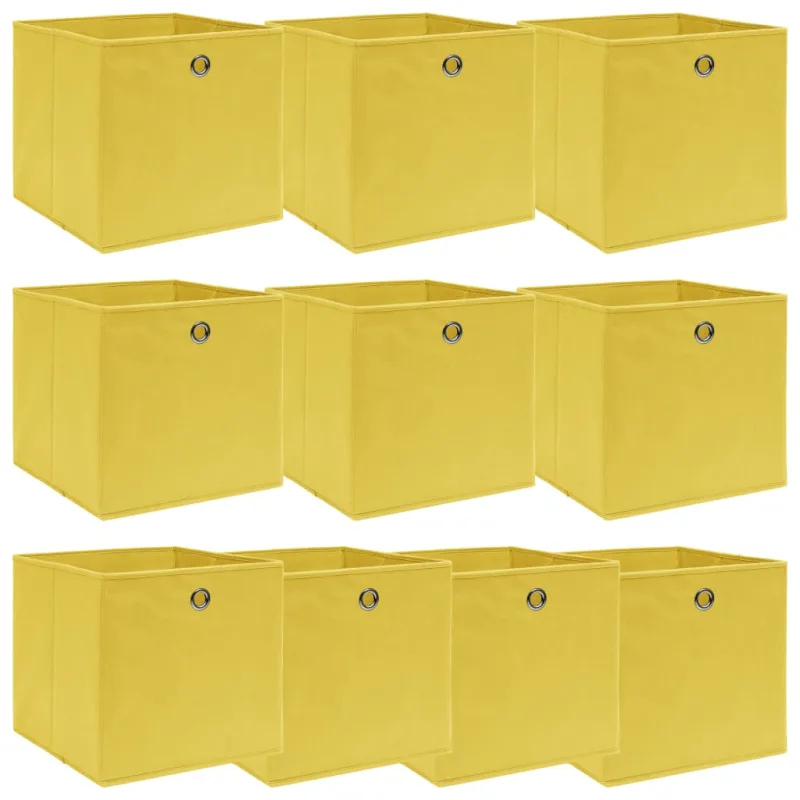 Cajas de almacenaje 10 uds | baúl de almacenaje tela amarillo 32x32x32 cm cfw398908