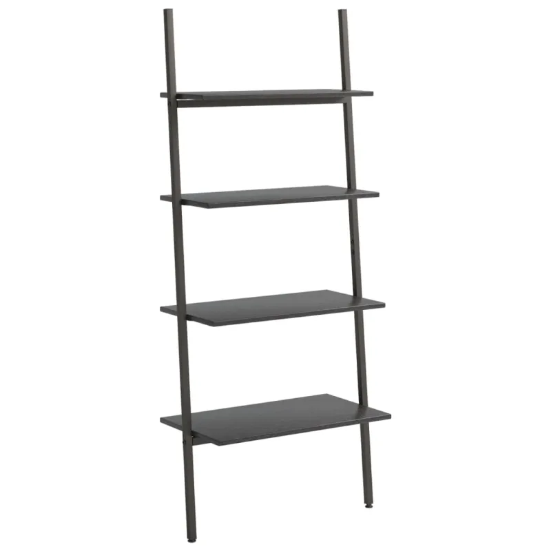 Estantería | librería divisora inclinada de 4 baldas negro 64x34x150,5 cm cfw98940