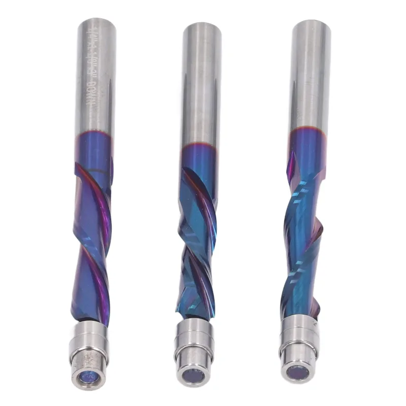 3 piezas de fresa de carburo cementado de 1/4 de vástago con corte al ras para