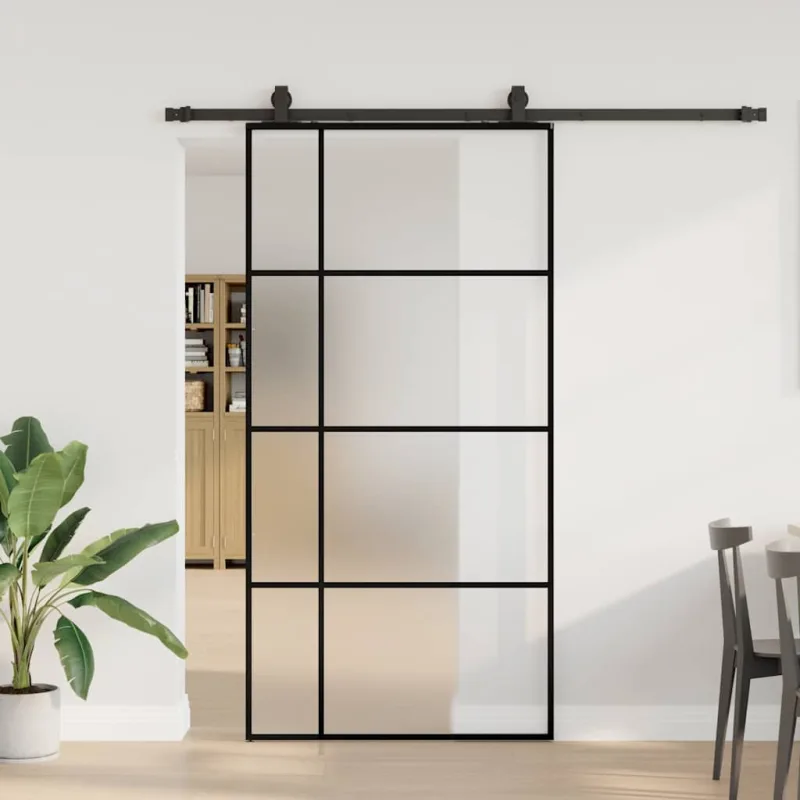 Kit de herrajes para puerta corredera negro 102,5x205 cm