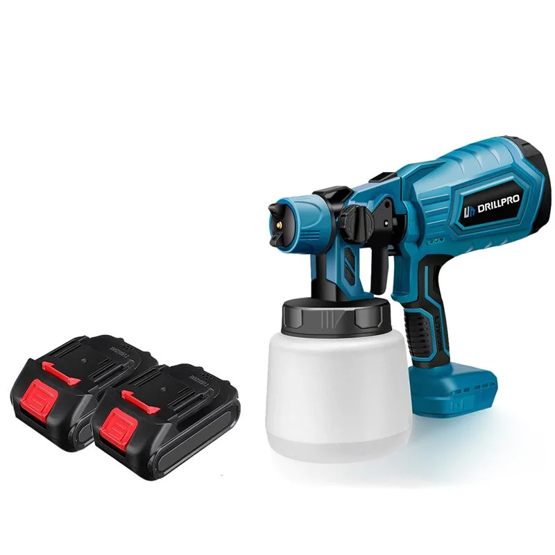 Pistola de pintura eléctrica inalámbrica con 2 baterías, capacidad 1000 ml, caudal 200 ml/min