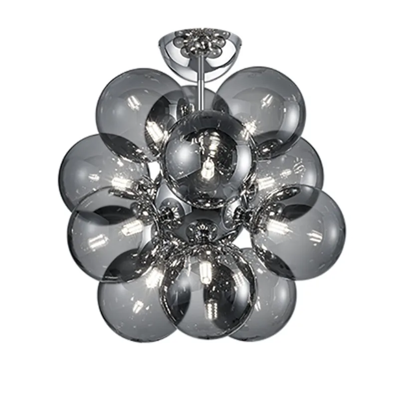 Plafón de techo trio alicia cromo humo 12 bombillas