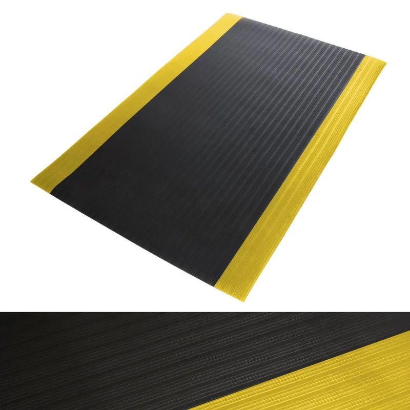 Estera de trabajo ergonómica y confortable softer-work-mat ribbed negro-amarillo 90 x 100 cm