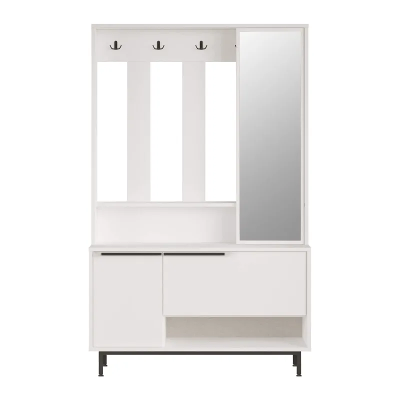 Armario de entrada rebecca mobili mikan 178x112x33,5 tablero de partículas vidrio blanco gris oscuro moderno