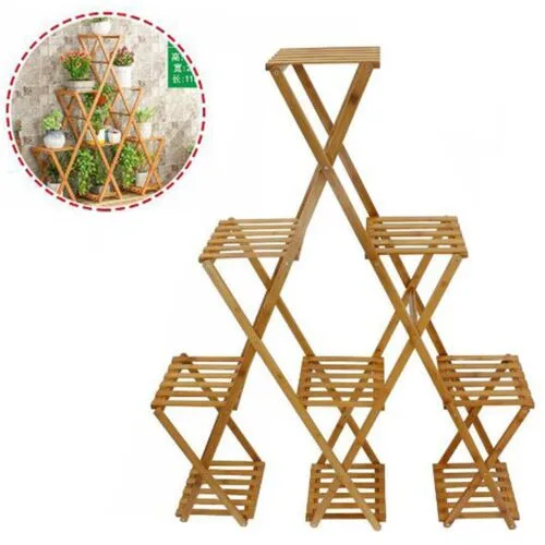 Macetero para flores de bambú con 6 estantes para salón 70441