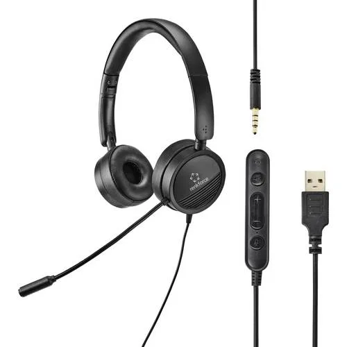Auriculares estéreo usb renkforce rf-hs-360 para pc, color negro (rf-4737358)