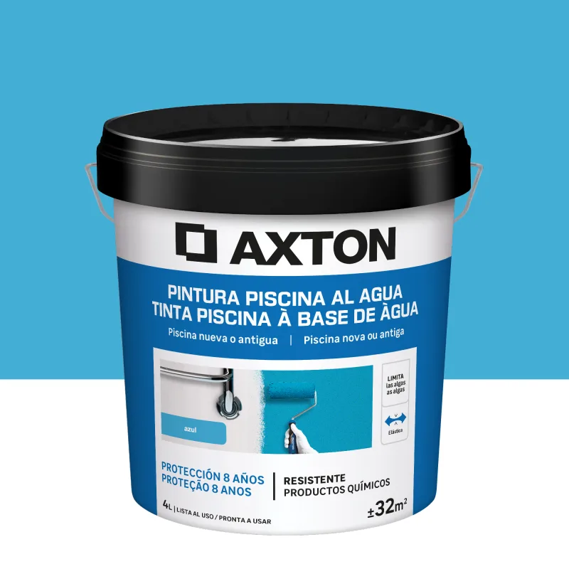Pintura exterior color azul para hormigón, piscina axton mate 4l base agua antigoteo