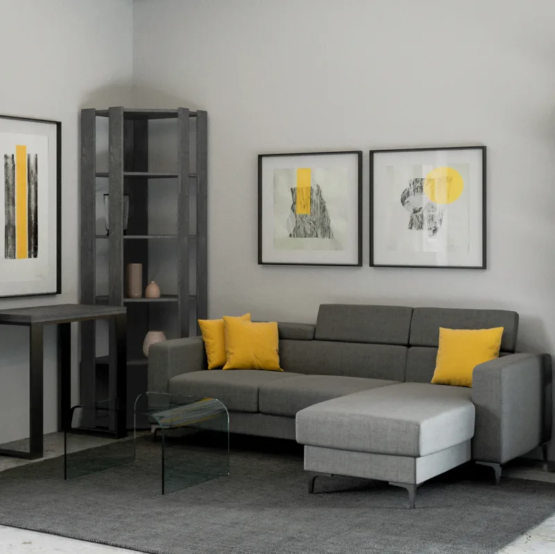 Librería de hormigón kato corner b de 6 niveles, 4 tiras largas y 2 tiras traseras