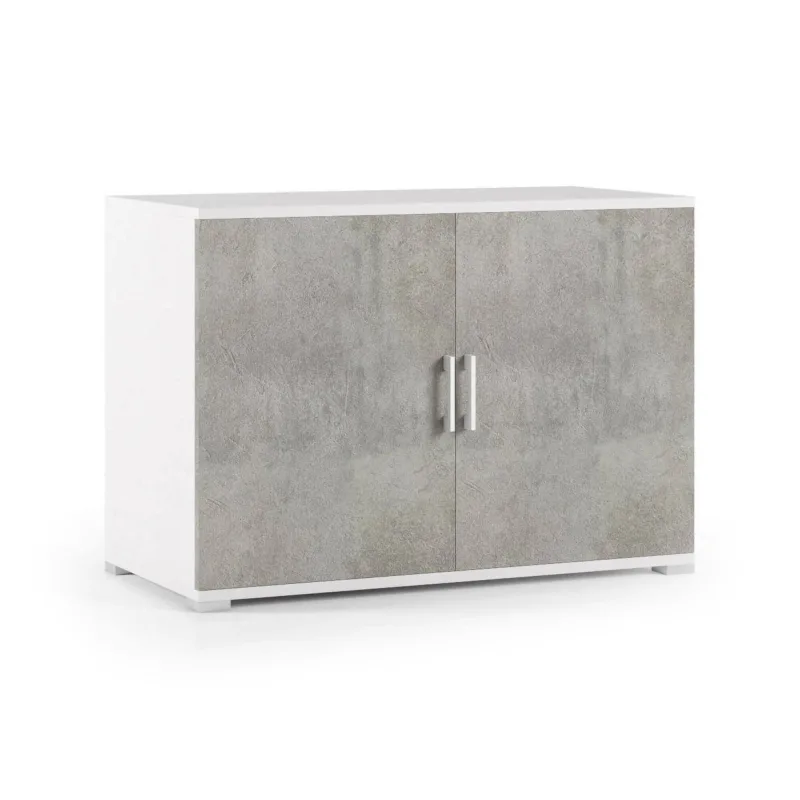 Armario multiusos 2 puertas made in italy, estante abatible, 2 puertas, 90x66h cm gris cemento - serafinito