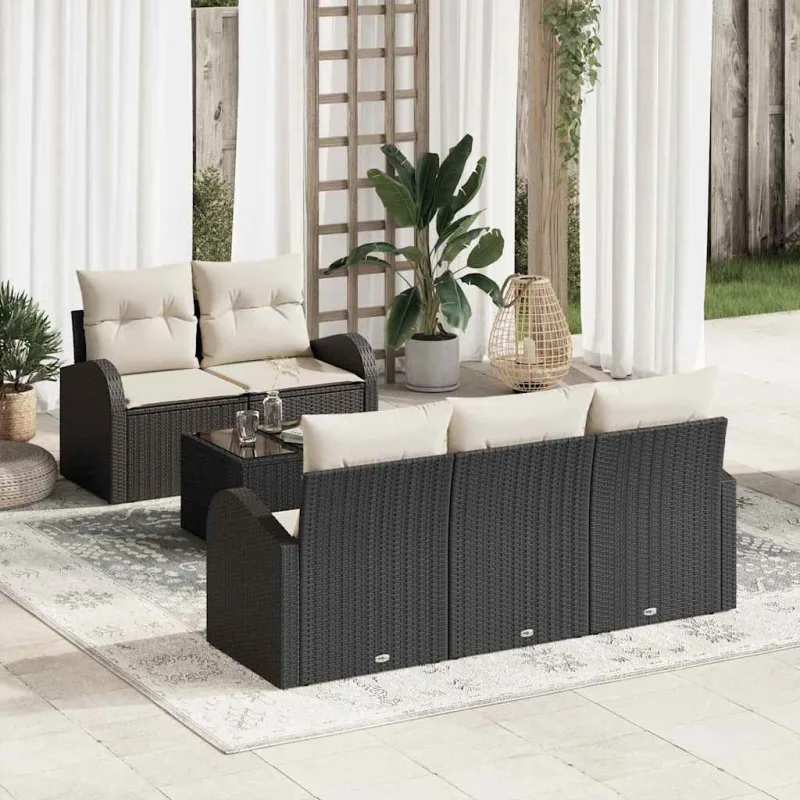 Conjunto de sofá de jardín negro 55 x 55 x 37 cm vidaxl