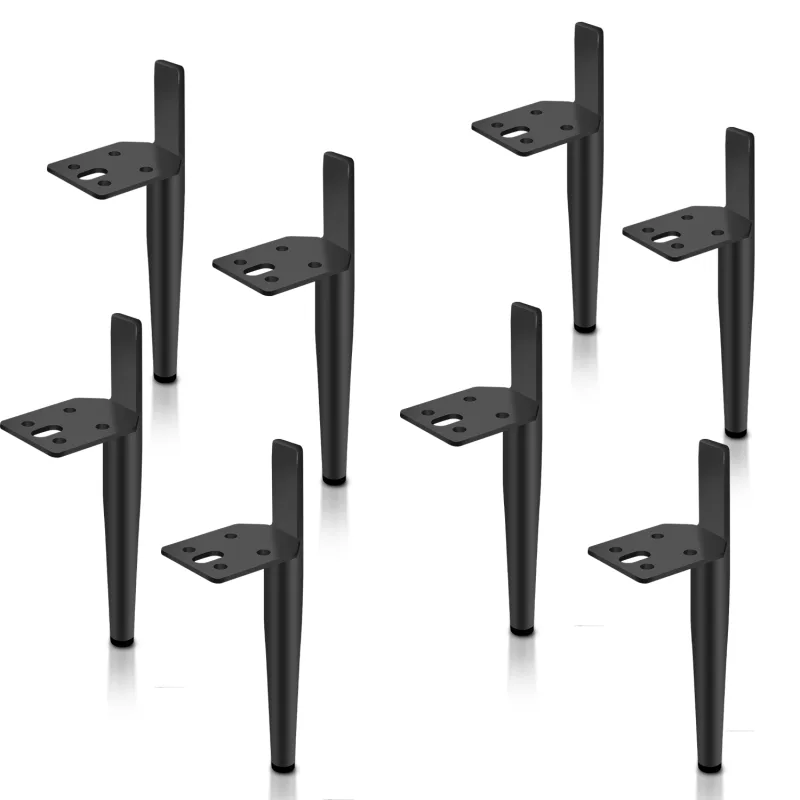 Patas para muebles ajustables de altura, de metal, color negro, 130 mm (paquete de 12)