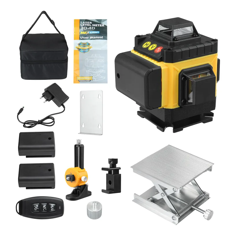 Nivel láser 4d de 16 líneas, autonivelante, luz roja, azul y verde, ip54, 2 baterías recargables