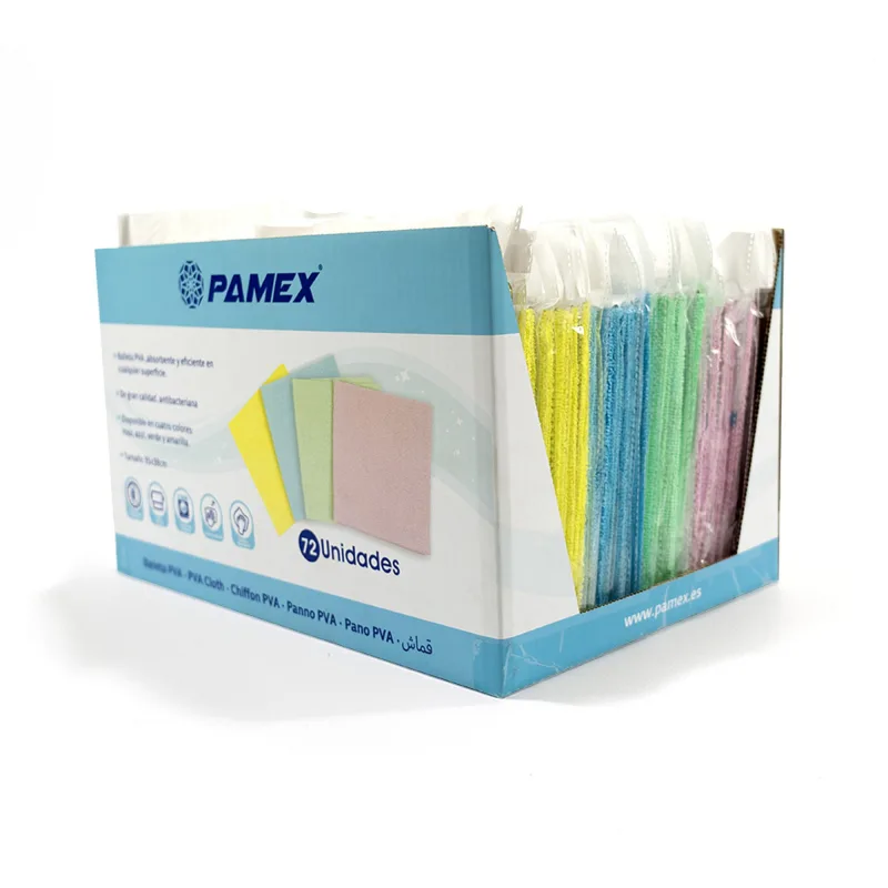 72 paños microfibra pva 35x38 cm unitario caja expositora