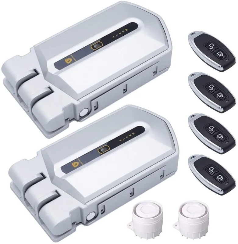Duo cerradura invisible plata con alarma de 120db 4 mandos
