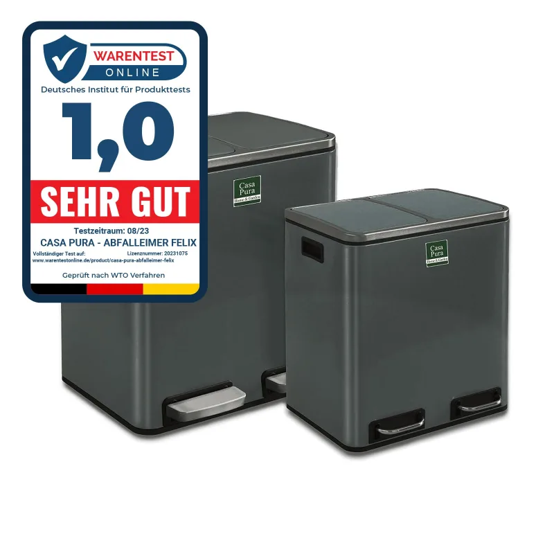 Cubo de cocina, sistema de separación antracita, 2 x 30 litros (60 litros)