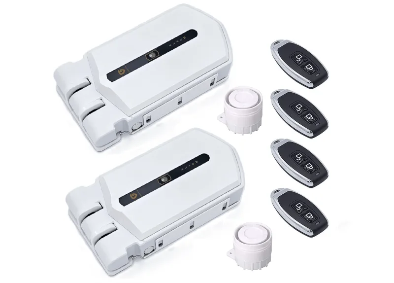 Cerradura invisible con alarma dúo de 95db 4 mandos blanca
