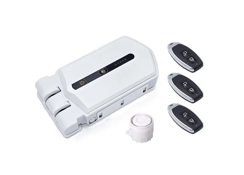 Cerradura invisible con alarma de 120db 3 mandos blanca