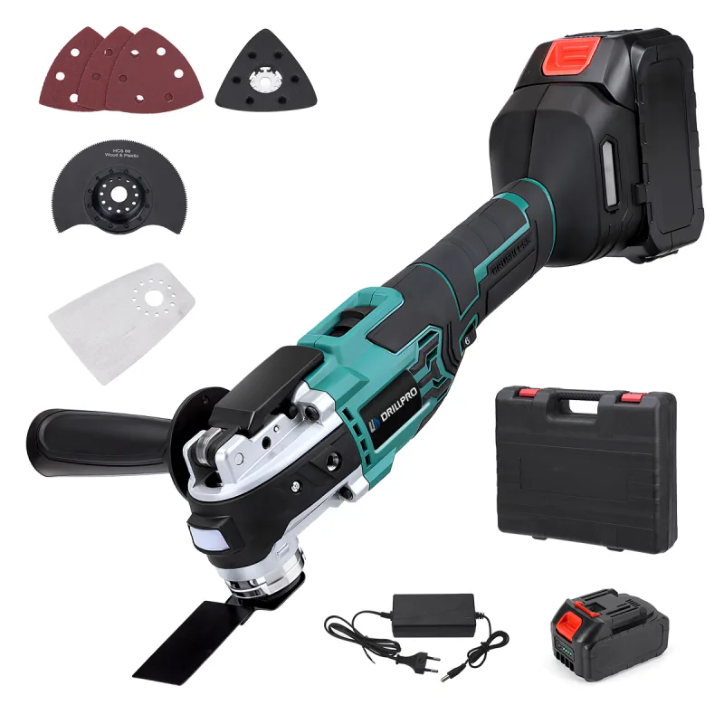 Herramienta multifunción sin escobillas alimentada por batería con 6 configuraciones de velocidad, 2 baterías