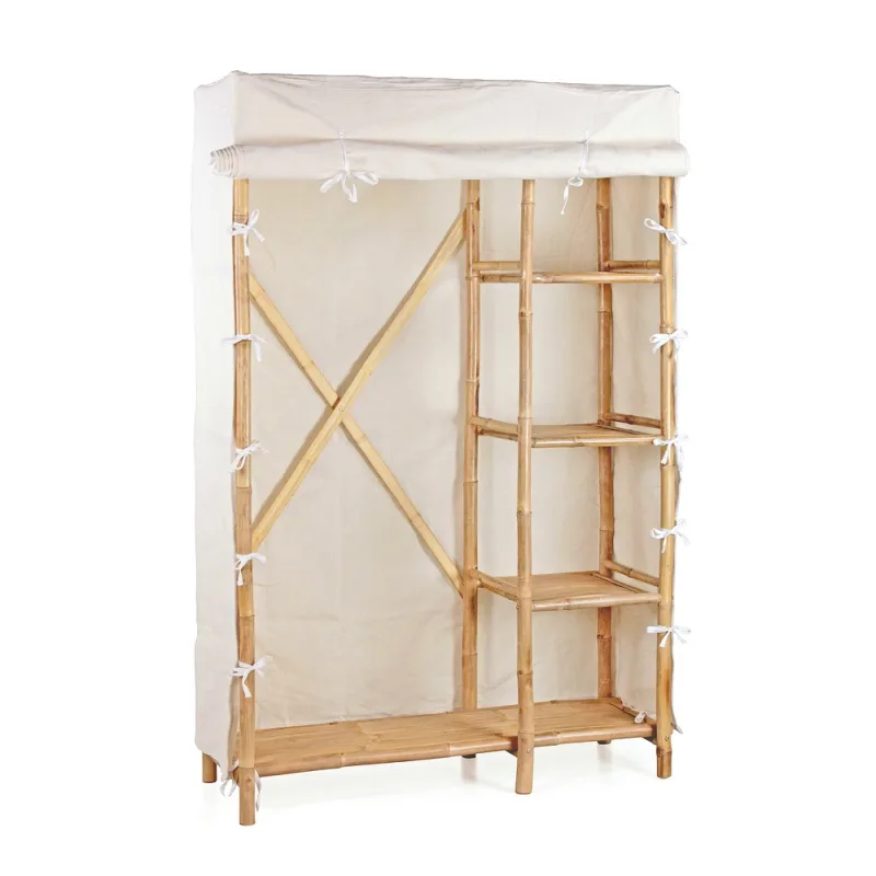 Estantería con 3 baldas y perchero de bambú 110x170h