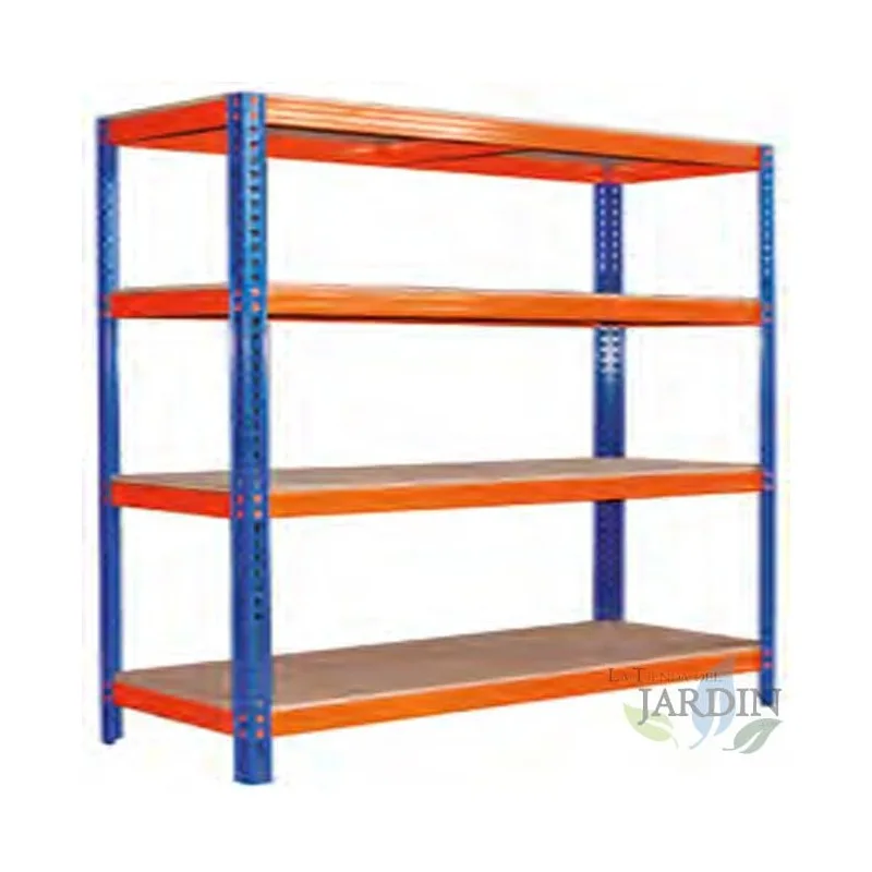 Estantería almacén carga pesada 4 baldas 180x120x45 cm para almacenar productos pesados