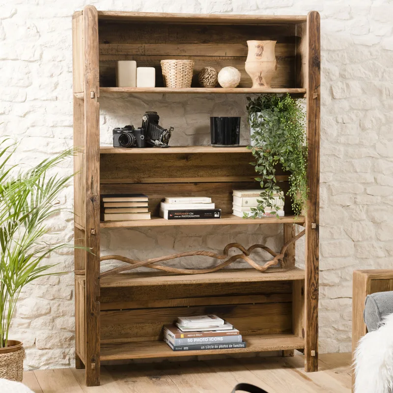 Estantería de 5 niveles 106x36x162 cm en pino reciclado - glayne