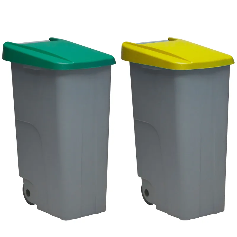 Papelera reciclaje para exterior 2 contenedores de 85l - 170l totales, con 10 bolsas basura de 100l