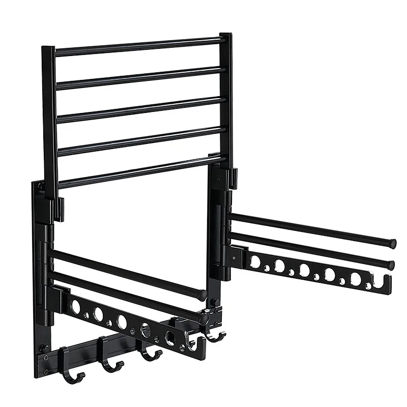 Toallero de pared sin taladro de aluminio plegable, estante multifuncional para baño, ferroso, 40cm