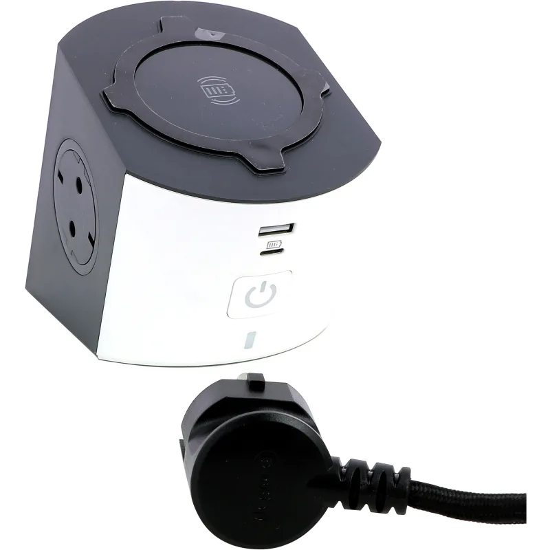 Base multiple de carga 2 tomas 2p+tt 16a +usb tipo a y c legrand 694506 blanco/gris oscuro