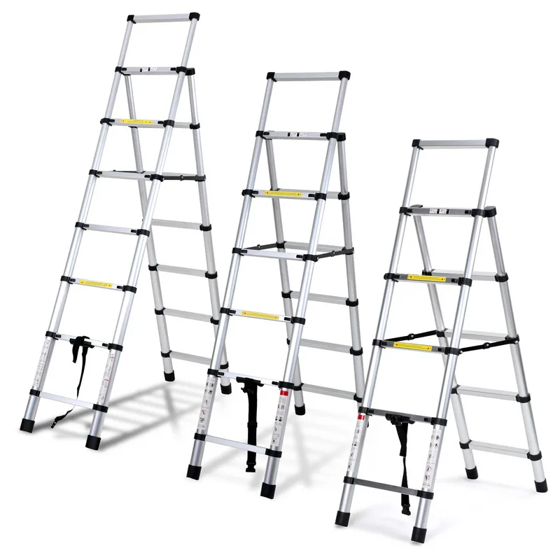 Escalera telescópica articulada 2,0+1,7m, escalera de tijera plegable multifunción profesional de 5x6 peldaños