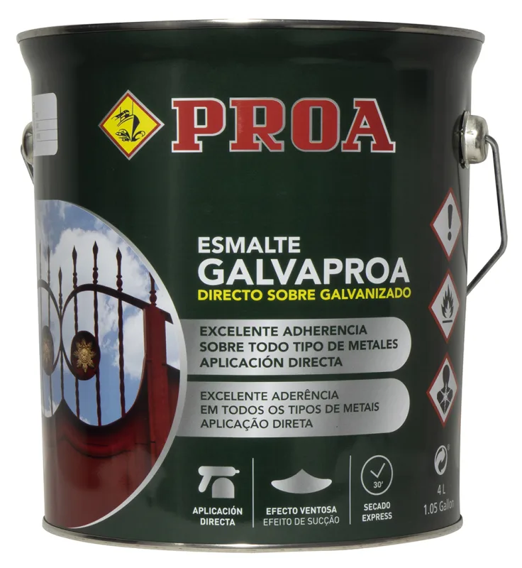 Esmalte directo sobre galvanizado galvaproa. pintar galvanizado sin necesidad de imprimación. bermellón ral 3001. 4l