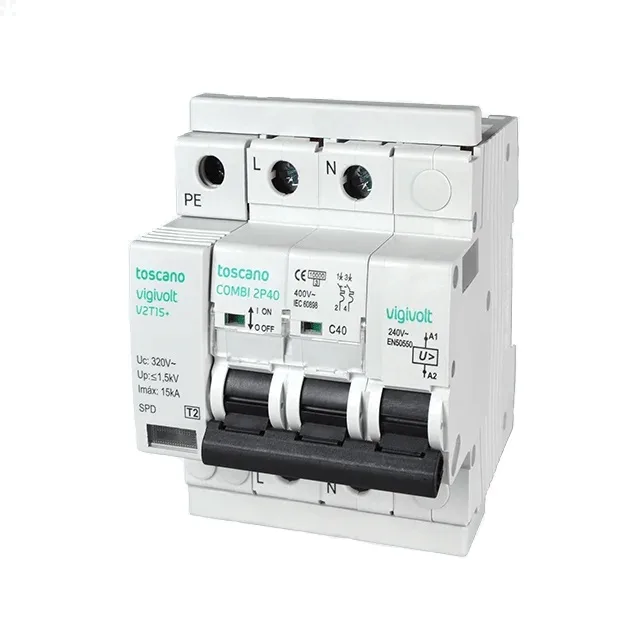 Protector sobretensión permanente y transitoria combi 2p25t15 - toscano