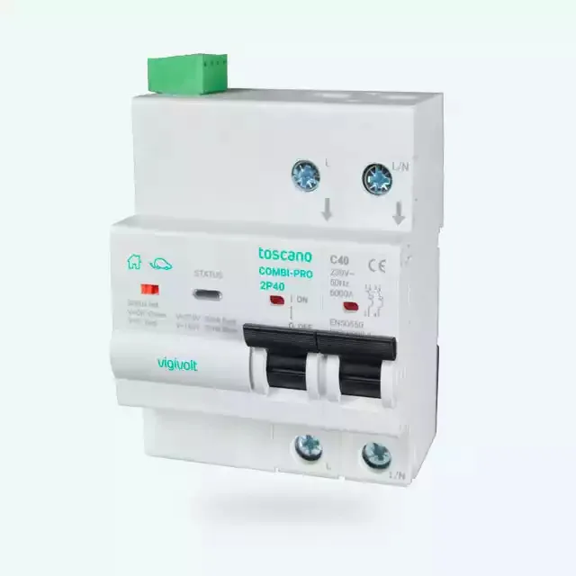 Protector de sobretensión combi-pro 2p25 permanente y subtensión monofásica 2x25a iga 6ka 240v ac - toscano