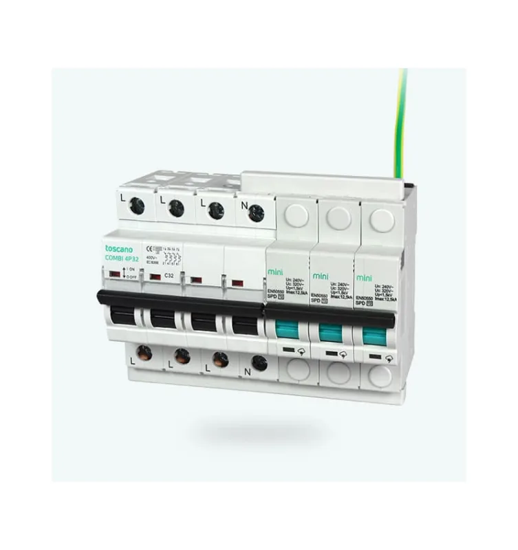 Protector de sobretensión transitoria combi-mini 4p32t15 15ka y permanente 400v ac iga 4x32a 10ka - toscano