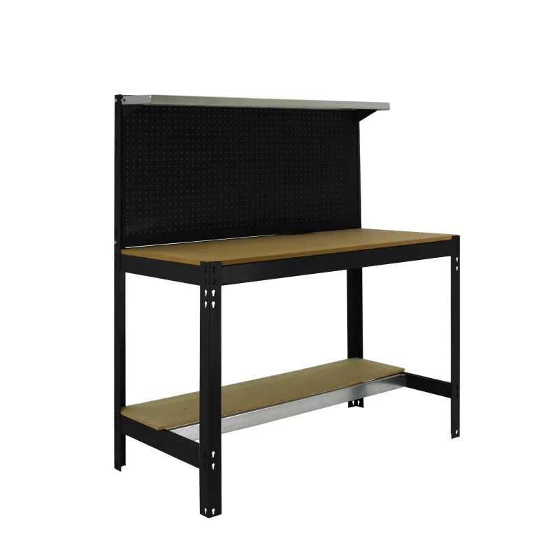 Banco de trabajo metalico de color antracita/madera con capacidad de carga de 600 kg