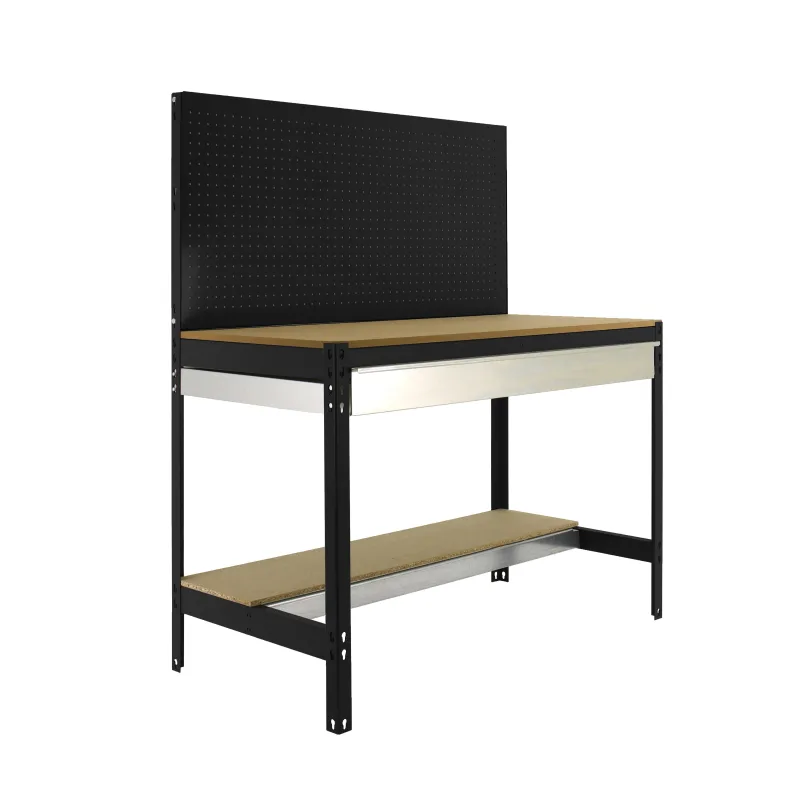 Banco de trabajo metalico de color antracita/madera con capacidad de carga de 600 kg