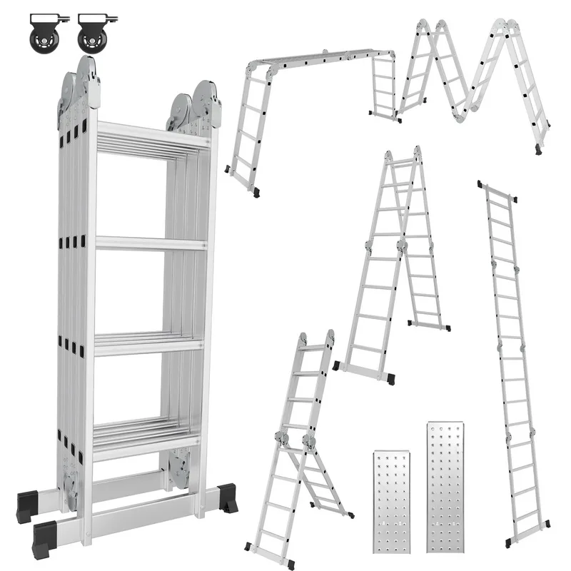 Escalera plegable escalera multiusos 4x4 470cm escalera telescópica con plataforma multiusos escalera de tijera plegable