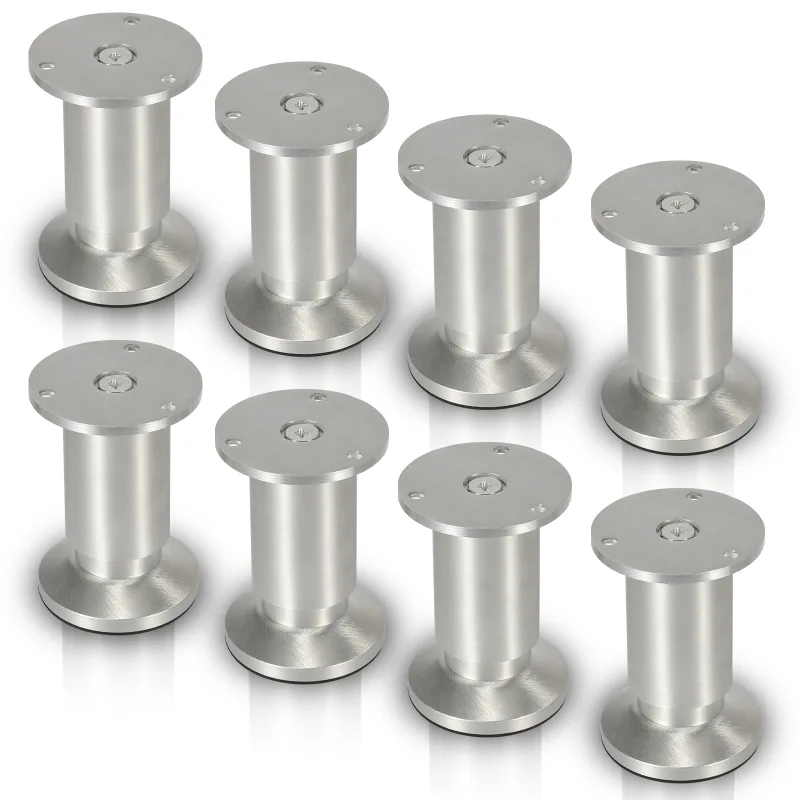 Pies ajustables de aluminio para muebles altura plata 200mm - juego de 12