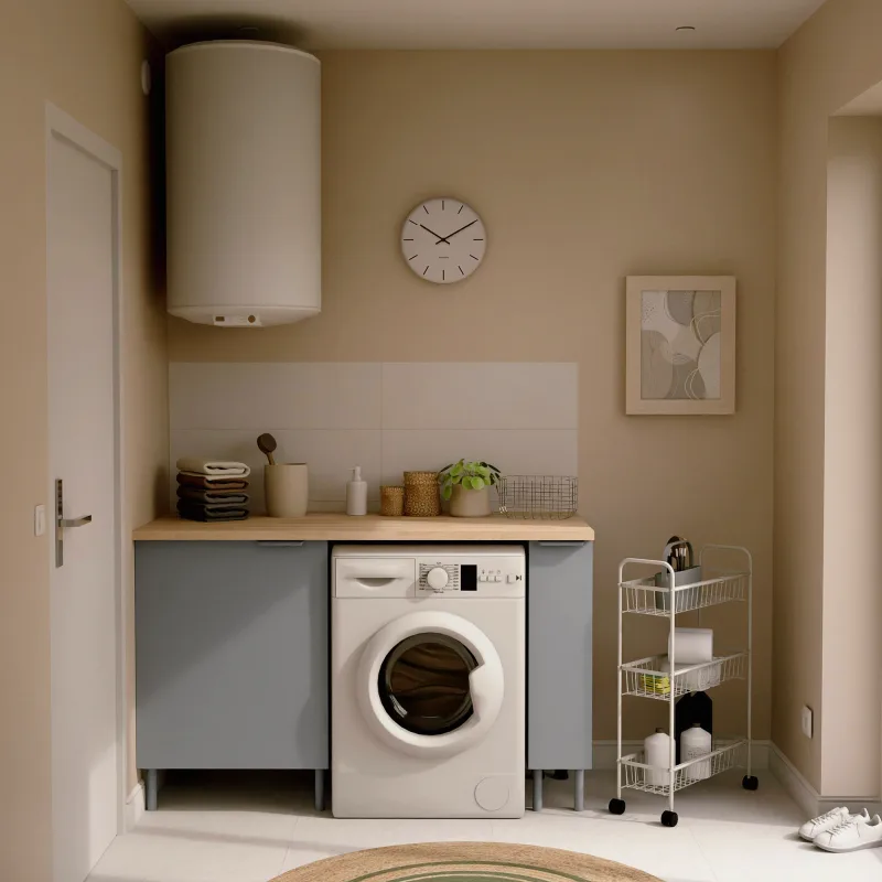 Mueble lavadero en kit eleki gris 142cm 2 bajos an 20/60 cm + encimera eleki 246 cm