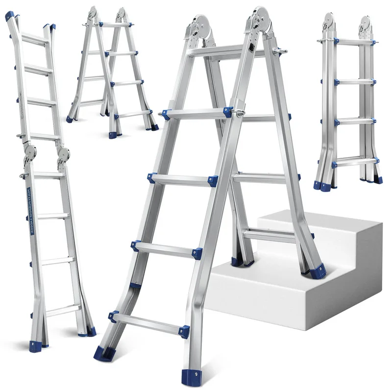 Escala telescópica 4x4 marchas plata + multifuncional,compacta y portátil escala telescópica max. carga máxima 150 kg